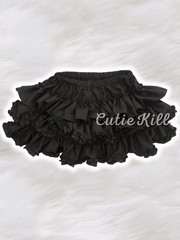 cutiekill-y2k-furry-skeleton-hand-gothic-belt-layered-bloomer-skirt-y2k0006