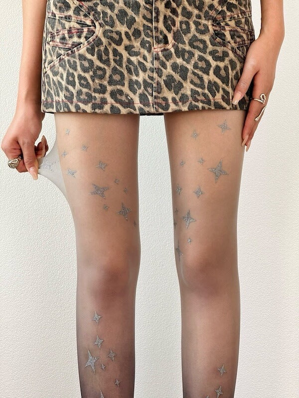 cutiekill-y2k-glitter-star-gradient-tights-c0448