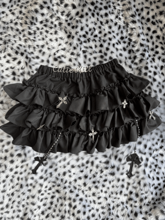 cutiekill-y2k-goth-cross-pendants-layered-bloomer-skirt-cutiey2k0007