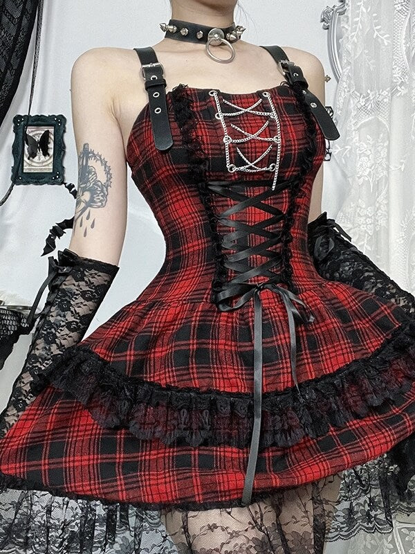 cutiekill-y2k-gothic-lolita-red-plaid-dress-ah0829