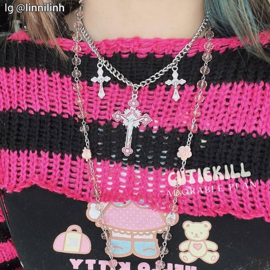 Y2k pink cross necklace – Cutiekill