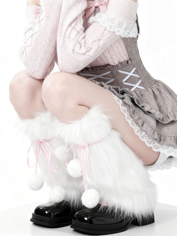 cutiekill-y2k-pom-poms-fluffy-faux-fur-leg-warmers-c0465