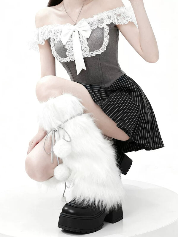 cutiekill-y2k-pom-poms-fluffy-faux-fur-leg-warmers-c0465