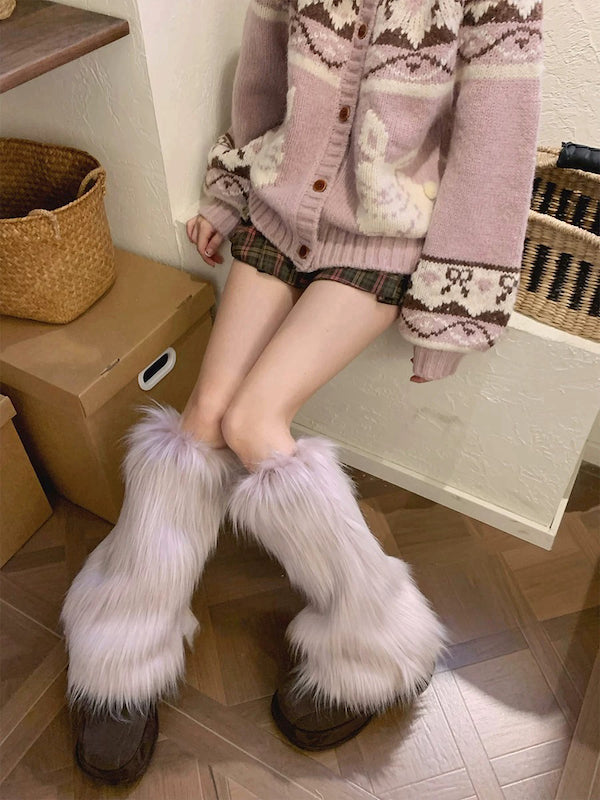 cutiekill-y2k-purple-faux-fur-leg-warmers-c0466