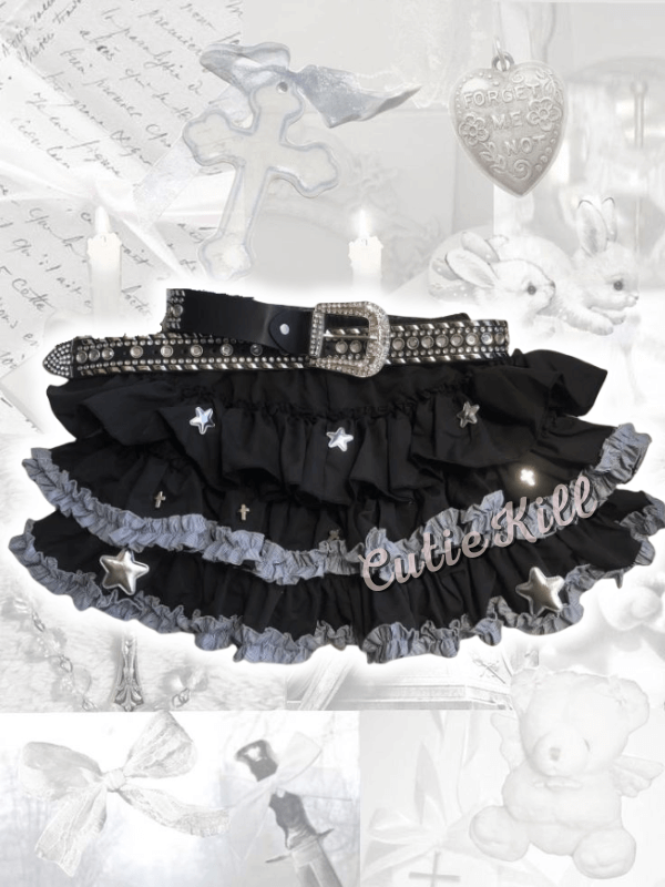 cutiekill-y2k-spicy-girl-star-ruffled-skirt-y2k0004