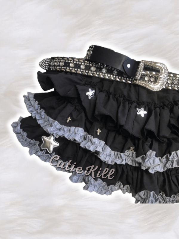 cutiekill-y2k-spicy-girl-star-ruffled-skirt-y2k0004