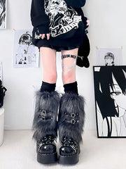 cutiekill-y2k-stars-buckle-faux-fur-leg-warmers-c0223