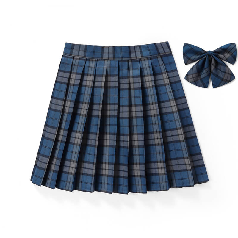 [JK Skirt+Bow] 48cm vintage plaid uniform skirt