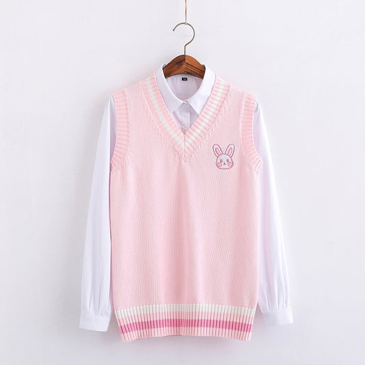 JK kawaii doll pink bunny knit vest 800
