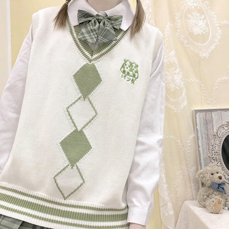 JK kawaii rice knit sweater vest