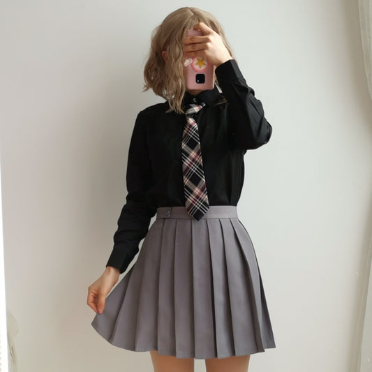 JK uniform short / long sleeve black blouse