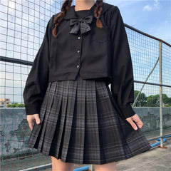 cutiekil-skirt-bow-jk-carbon-grey-plaid-uniform-skirt-c00775
