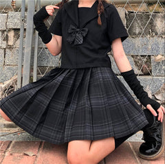 cutiekil-skirt-bow-jk-carbon-grey-plaid-uniform-skirt-c00775