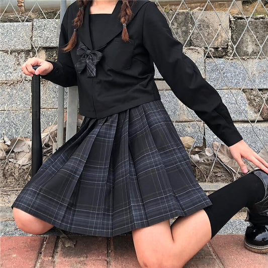 cutiekil-skirt-bow-jk-carbon-grey-plaid-uniform-skirt-c00775 800