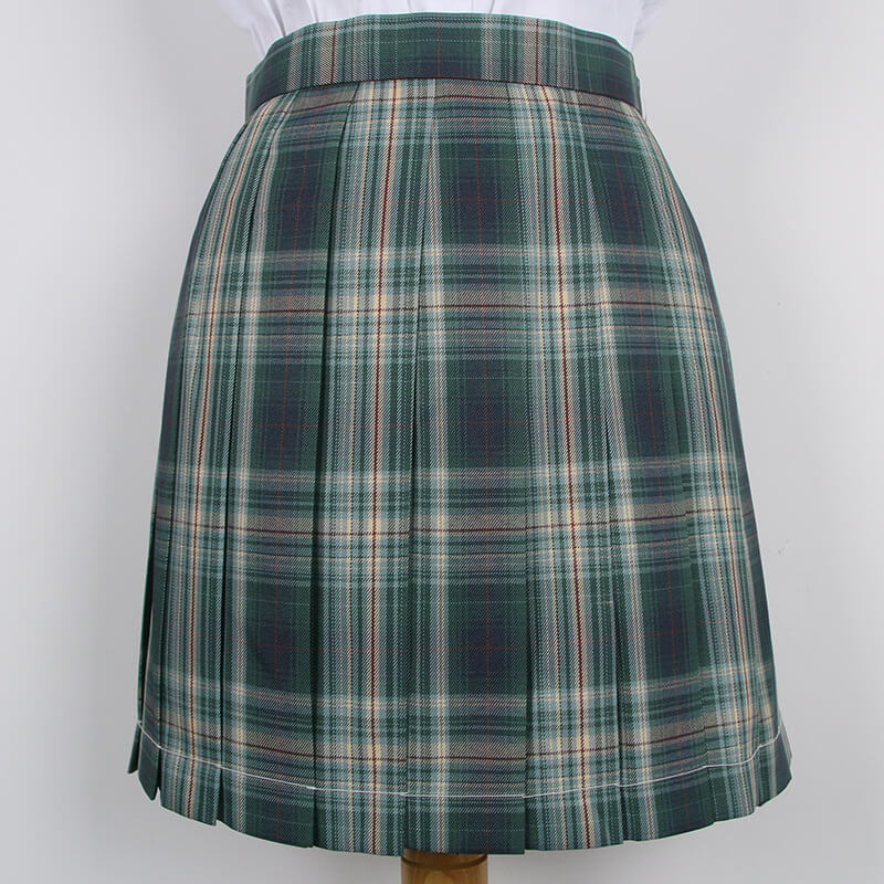    cutiekil-skirt-bow-jk-forest-green-plaid-uniform-skirt-c00765