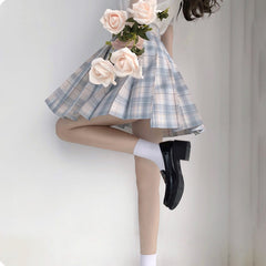    cutiekil-skirt-bow-jk-lemon-grey-plaid-uniform-skirt-c00763