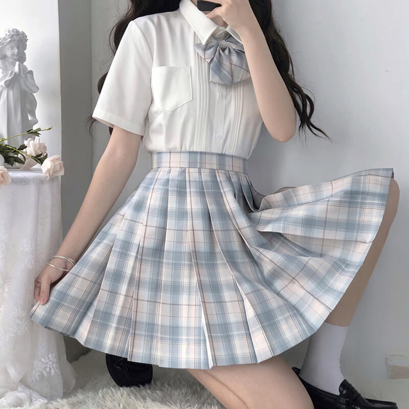    cutiekil-skirt-bow-jk-lemon-grey-plaid-uniform-skirt-c00763