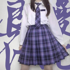 cutiekil-skirt-bow-jk-purple-blue-plaid-uniform-skirt-c00762-