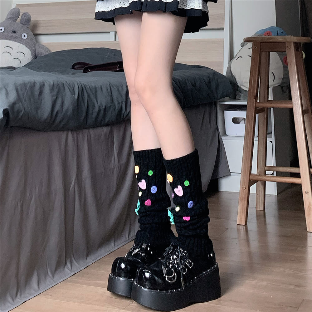 y2k candy buttons leg warmers