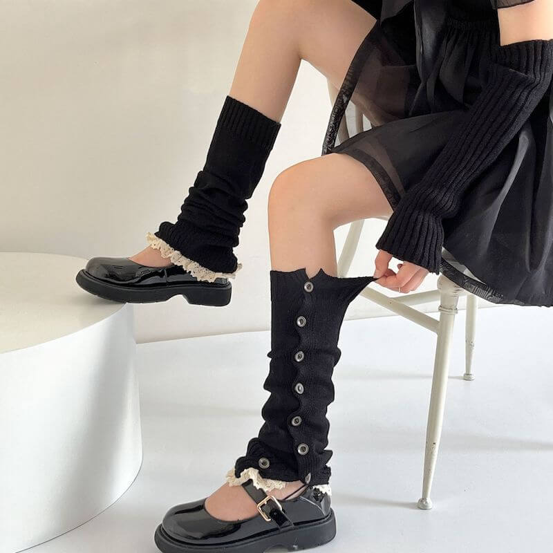 Aesthetic button lace leg warmers – Cutiekill