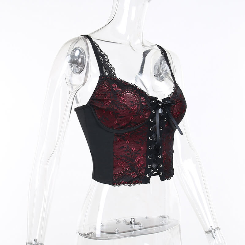 Aesthetic goth red lace camisole – Cutiekill