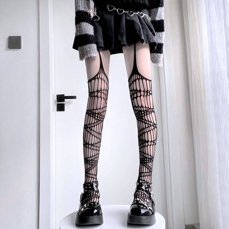 Hollow-out rose aesthetic tights