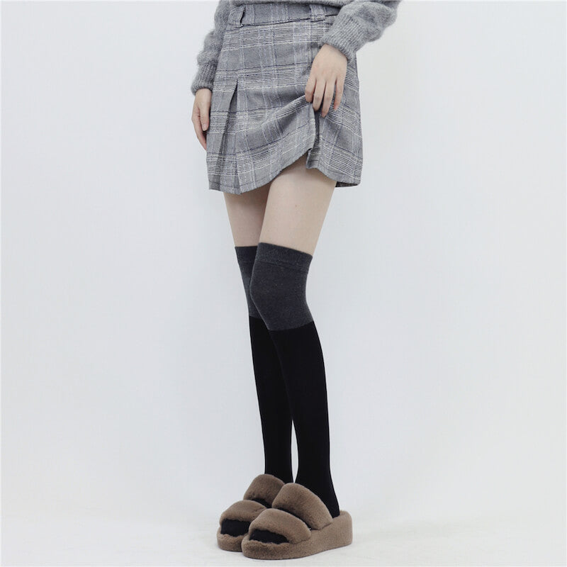 Autumn school black grey stockings c0138