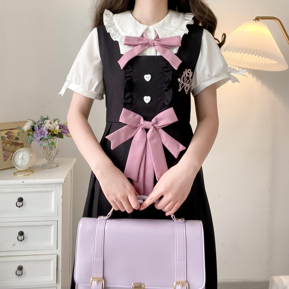 cutiekill-black-pink-bunny-bow-jk-uniform-dress-blouse-jk0031
