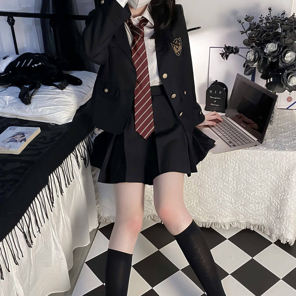 cutiekill-black-suit-jk-vintage-blazer-uniform-set-jk0033