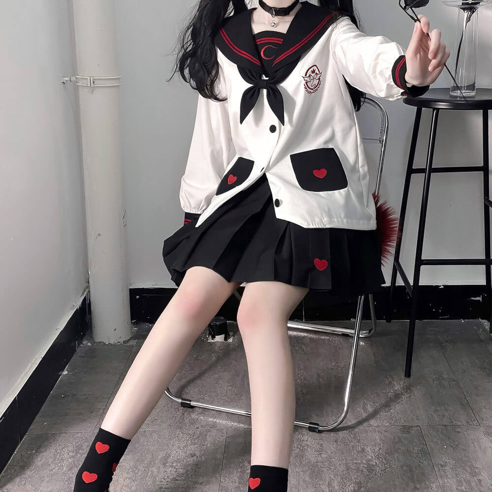 [Black White] Adorable ghost JK uniform set – Cutiekill
