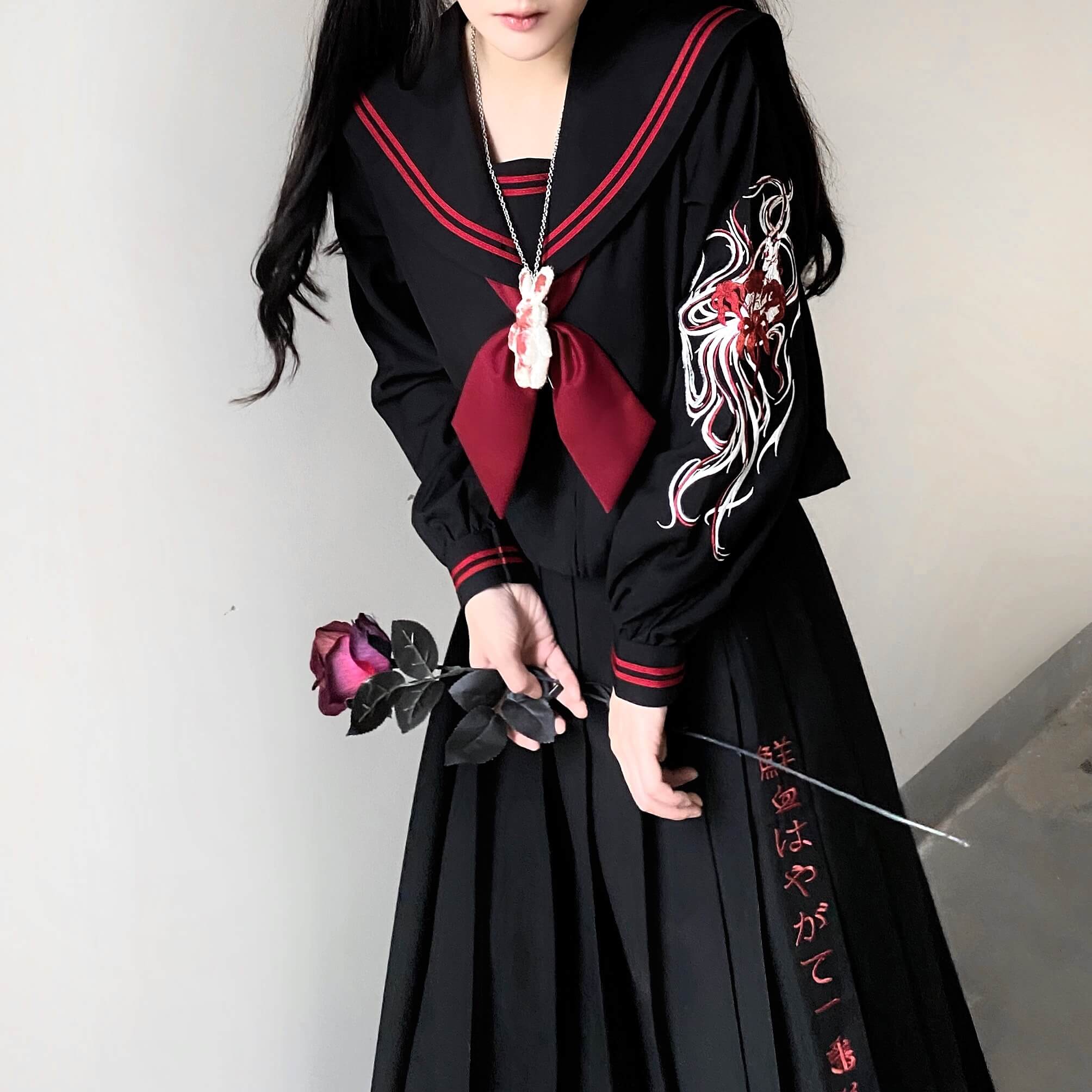 cutiekill-bloody-black-jk-dark-embroidery-uniform-set-jk0025