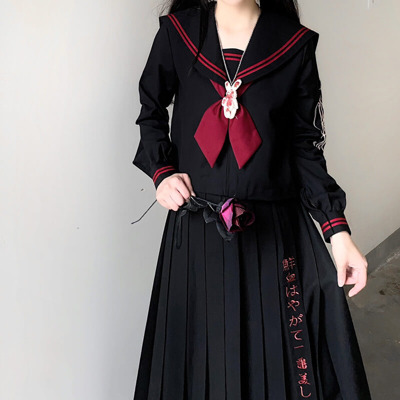 cutiekill-bloody-black-jk-dark-embroidery-uniform-set-jk0025