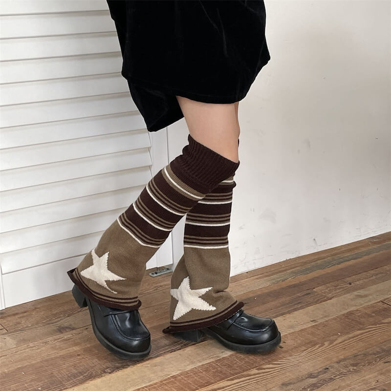    cutiekill-brown-star-vintage-leg-warmers-c0187