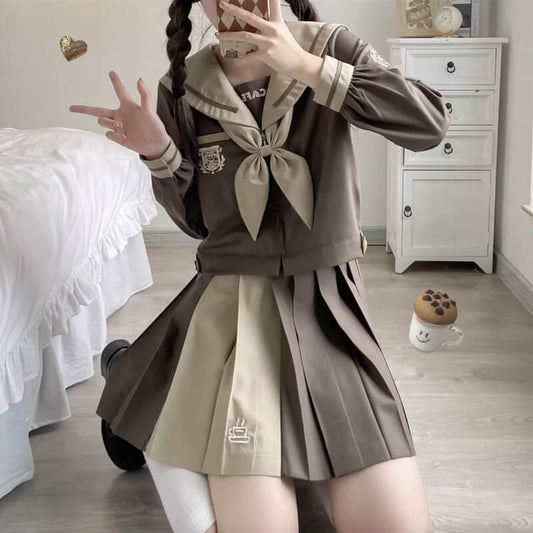 cutiekill-coffee-kitty-brown-jk-suspender-skirt-uniform-set-jk0043 800