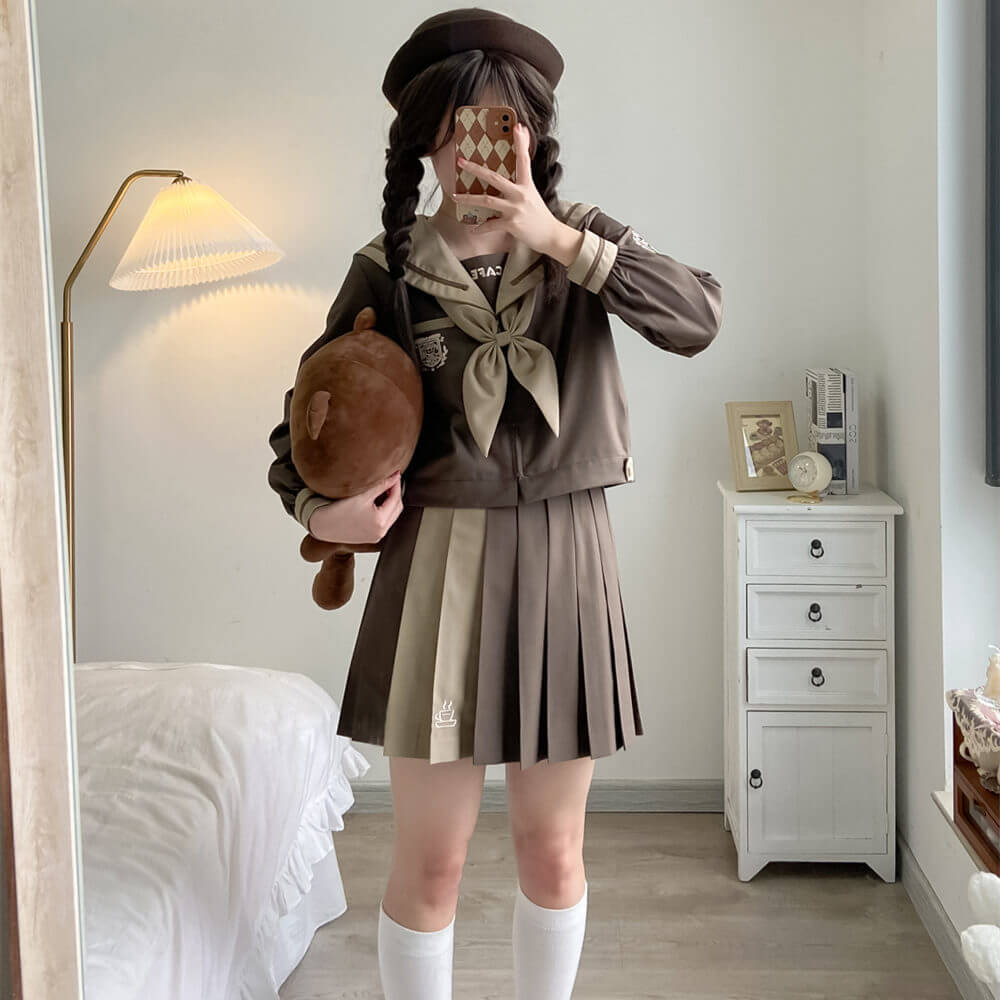 cutiekill-coffee-kitty-brown-jk-suspender-skirt-uniform-set-jk0043