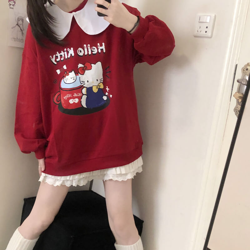    cutiekill-doll-collar-red-kitty-sweatshirt-m0054
