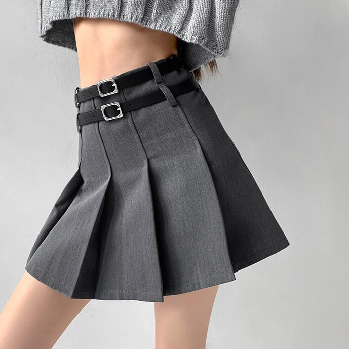    cutiekill-double-belts-academia-skirt-om0106
