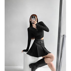    cutiekill-double-belts-academia-skirt-om0106