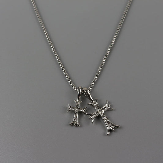 Double cross aesthetic necklace 800