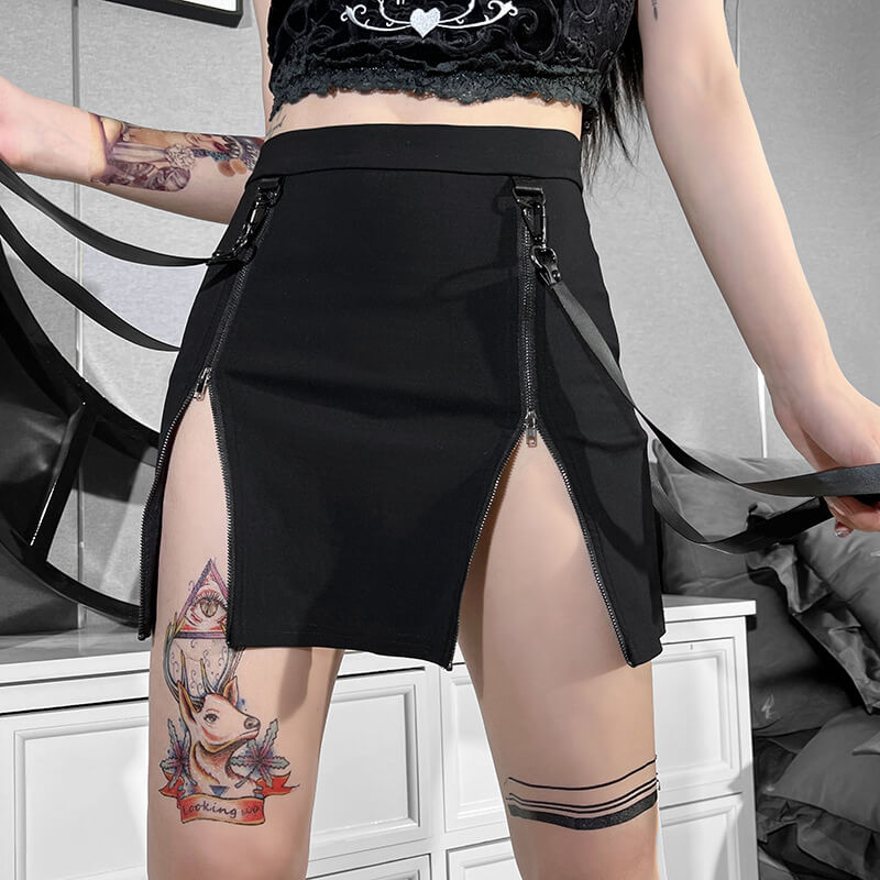 cutiekill-double-zippers-gothic-belts-pencil-skirt-ah0111