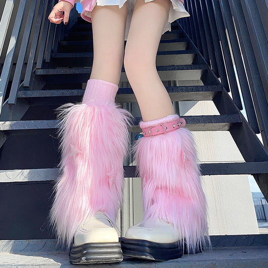    cutiekill-fluffy-y2k-stars-3-pieces-leg-warmers-c0194