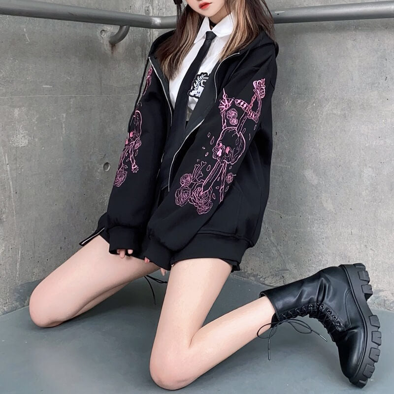Goth pink sword in skull hoodie jacket – Cutiekill