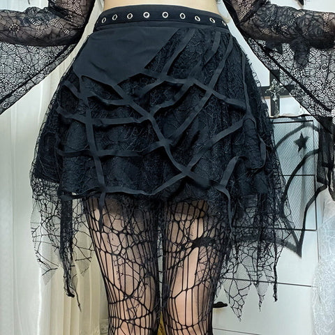Goth punk spider web tassels skirt – Cutiekill
