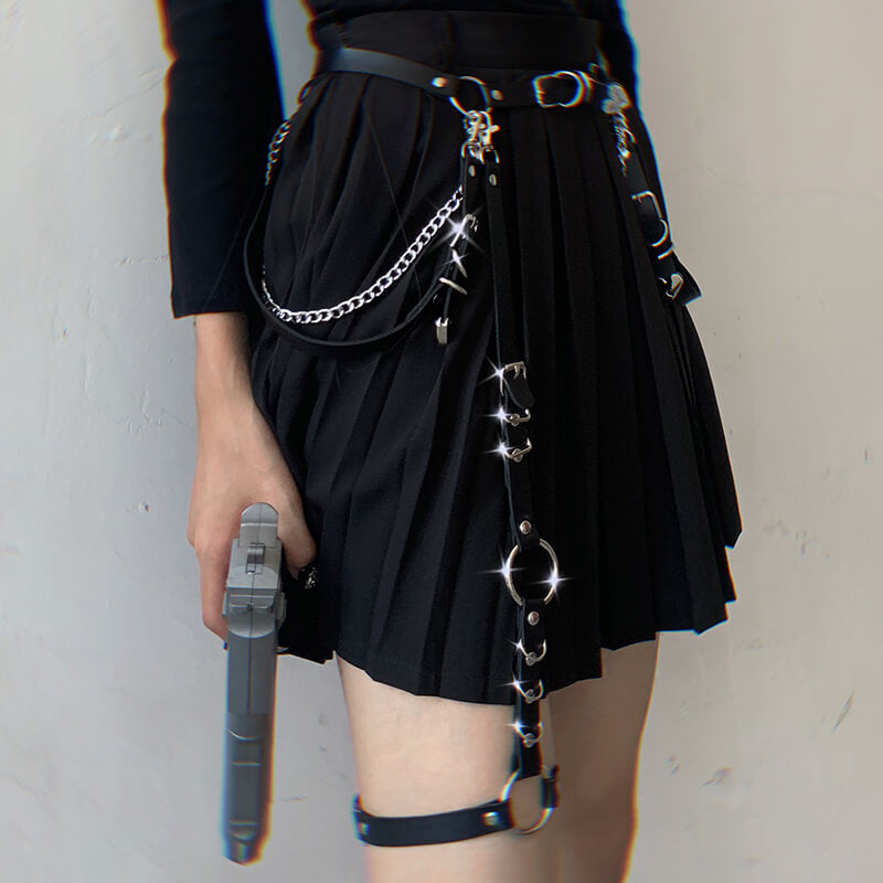 Harajuku chic chain belt A-pleated skirt – Cutiekill