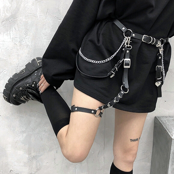 Harajuku punk girl body chain garter belt – Cutiekill