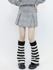 Hollow-out black pink y2k leg warmers