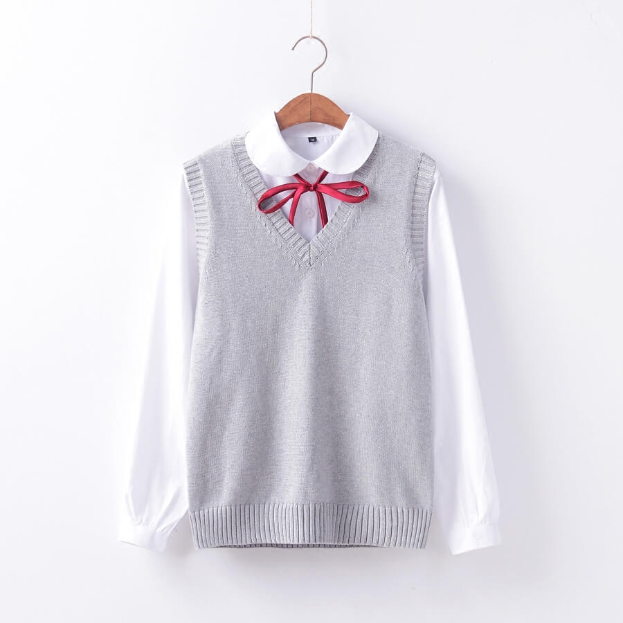 JK 12 colors uniform knit sweater vest