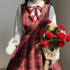 cutiekill-jk-christmas-red-plaid-uniform-set-dress-jk0029