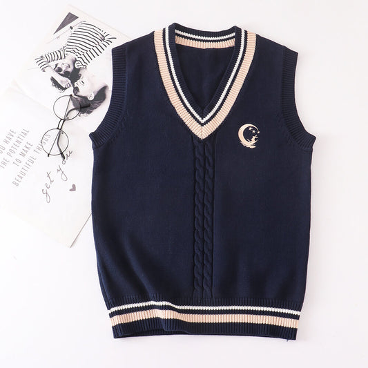 cutiekill-jk-uniform-moon-rabbit-knit-sweater-vest-c01176