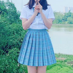 cutiekill-jk-vintage-blue-green-plaid-seifuku-uniform-skirt-c00615